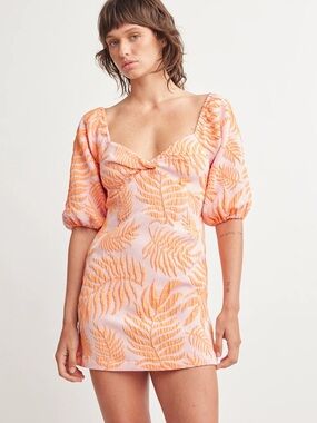 Self Contrast Jayden Mini Dress Textured Leaf size Medium NWT